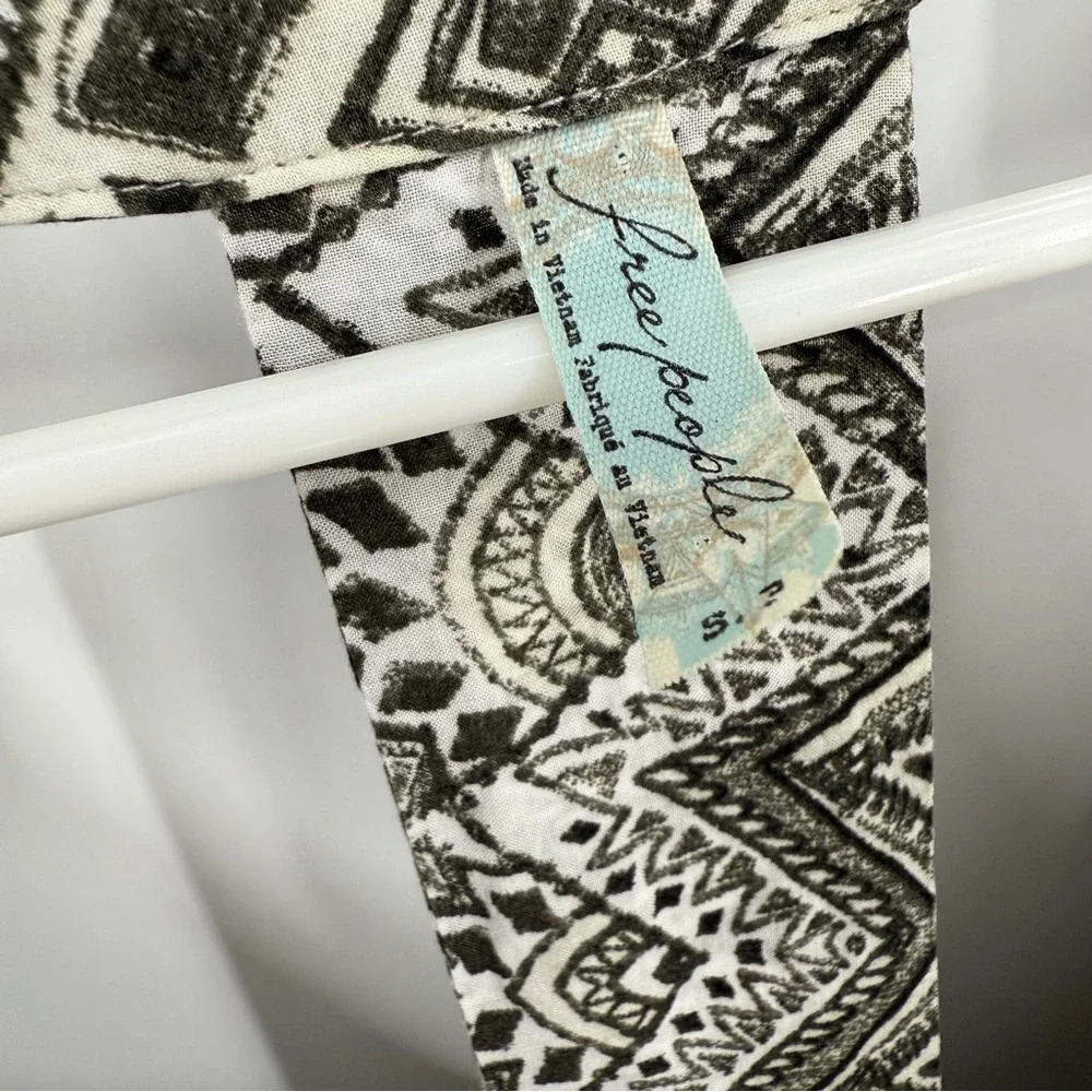 Free people sundown multi print open cut out back mini dress with pockets S